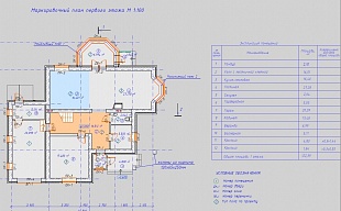 Проект кирпичного дома 200 кв.м. с гаражом 103/24. 1 этаж.